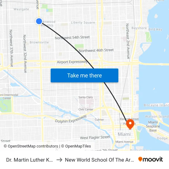 Dr. Martin Luther King Jr. Plaza to New World School Of The Arts Music Building map