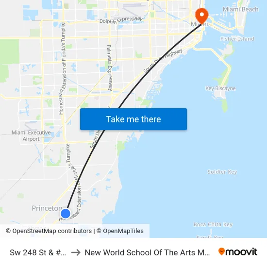 Sw 248 St & #11900 to New World School Of The Arts Music Building map