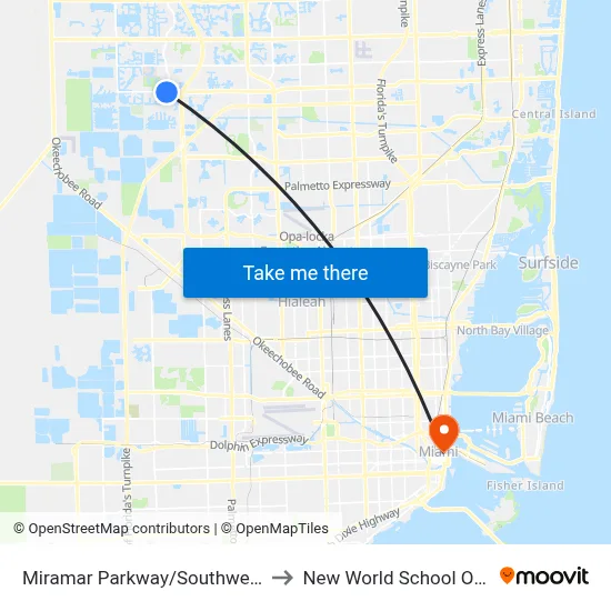 Miramar Parkway/Southwest 160th Avenue - (Dykes Road) to New World School Of The Arts Music Building map