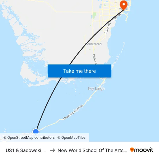 US1 & Sadowski Causeway to New World School Of The Arts Music Building map
