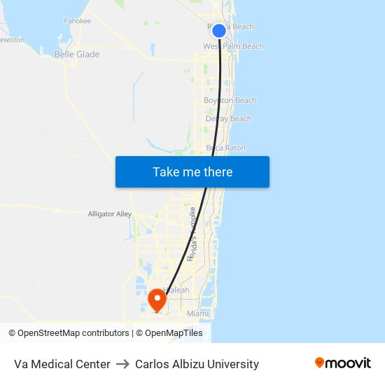 Va Medical Center to Carlos Albizu University map