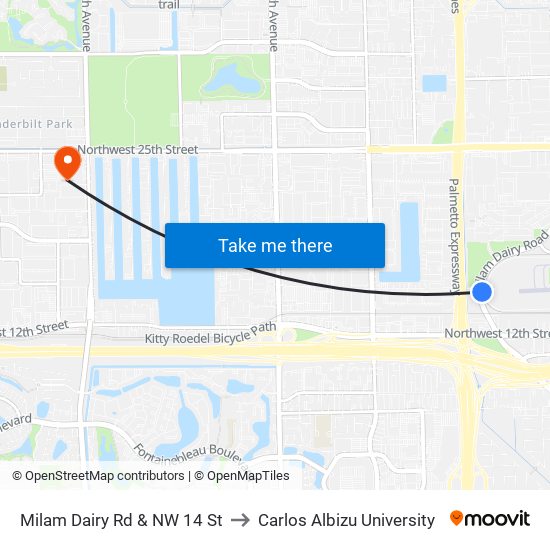 Milam Dairy Rd & NW 14 St to Carlos Albizu University map