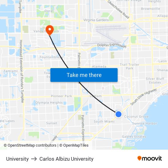 University to Carlos Albizu University map