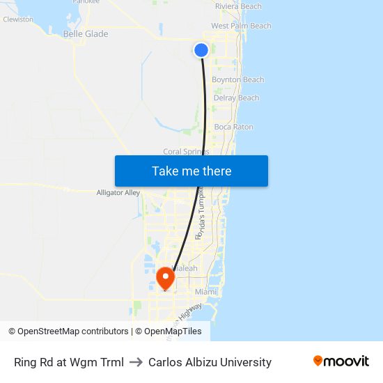 Ring Rd at Wgm Trml to Carlos Albizu University map