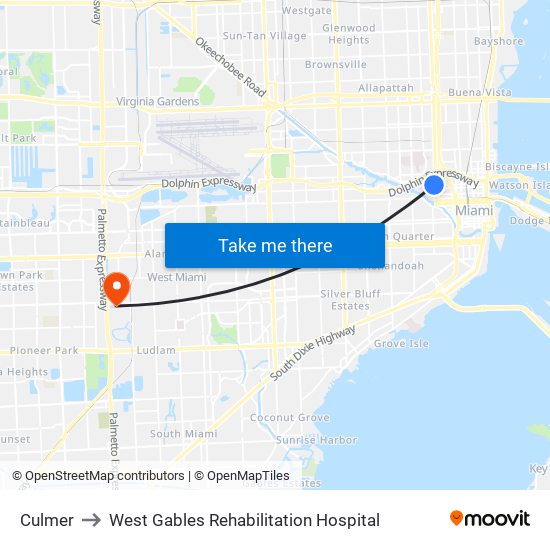 Culmer to West Gables Rehabilitation Hospital map