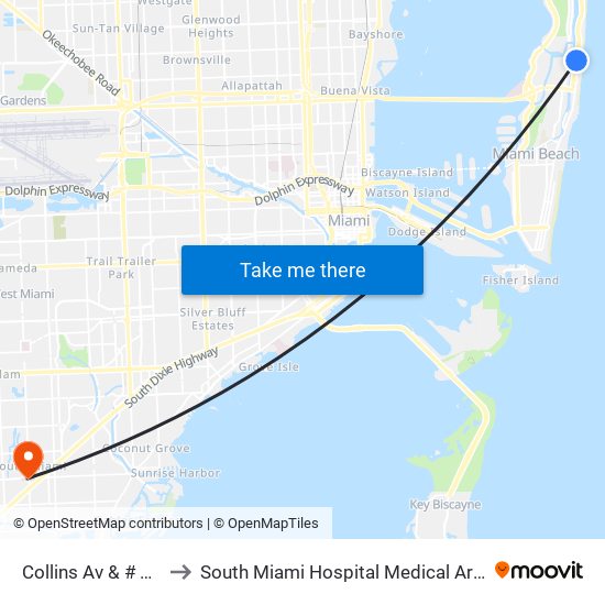 Collins Av & # 4747 to South Miami Hospital Medical Arts Bldg map