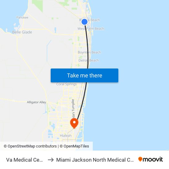 VA MEDICAL CENTER to Miami Jackson North Medical Center map