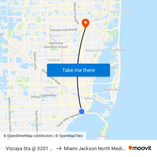 Vizcaya Sta @ 3201 SW 1 Av to Miami Jackson North Medical Center map