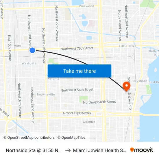 Northside Sta @ 3150 Nw 79 St to Miami Jewish Health Systems map