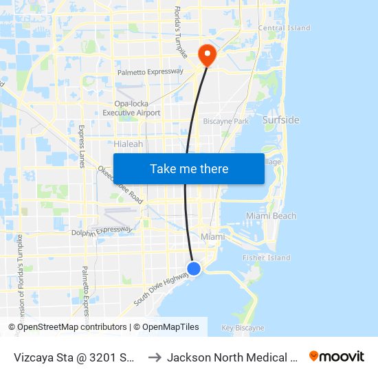 Vizcaya Sta @ 3201 SW 1 Av to Jackson North Medical Center map