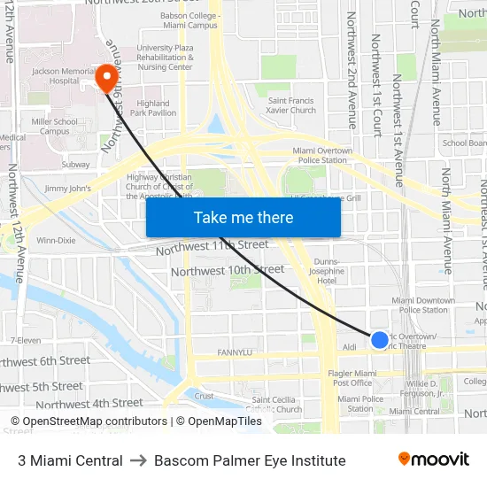 3 Miami Central to Bascom Palmer Eye Institute map