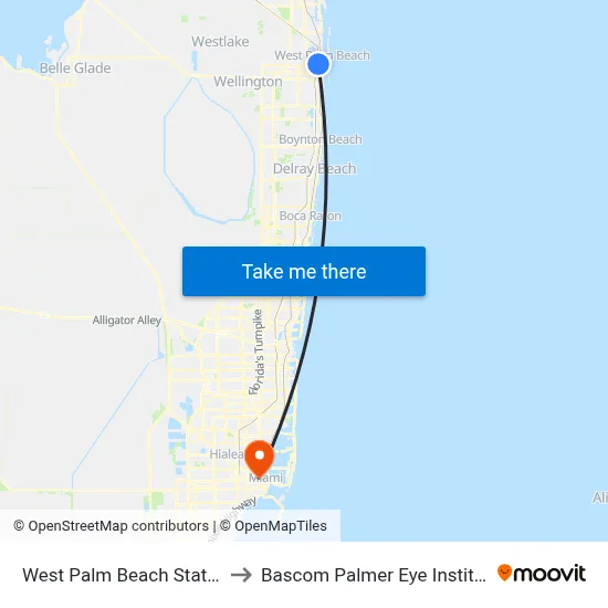 West Palm Beach Station to Bascom Palmer Eye Institute map