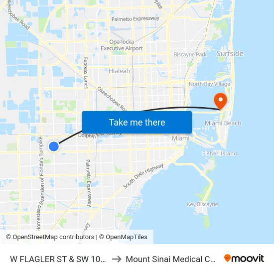W FLAGLER ST & SW 107 AV to Mount Sinai Medical Center map