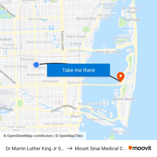 Dr Martin Luther King Jr Station to Mount Sinai Medical Center map