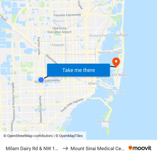 Milam Dairy Rd & NW 14 St to Mount Sinai Medical Center map