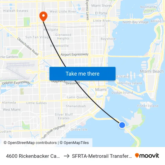 4600 Rickenbacker Causeway to SFRTA-Metrorail Transfer Station map