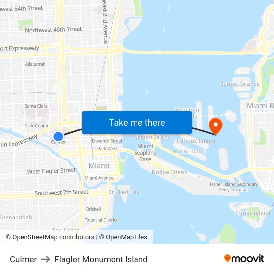 Culmer to Flagler Monument Island map