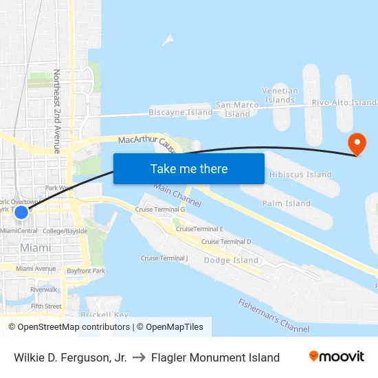 Wilkie D. Ferguson, Jr. to Flagler Monument Island map