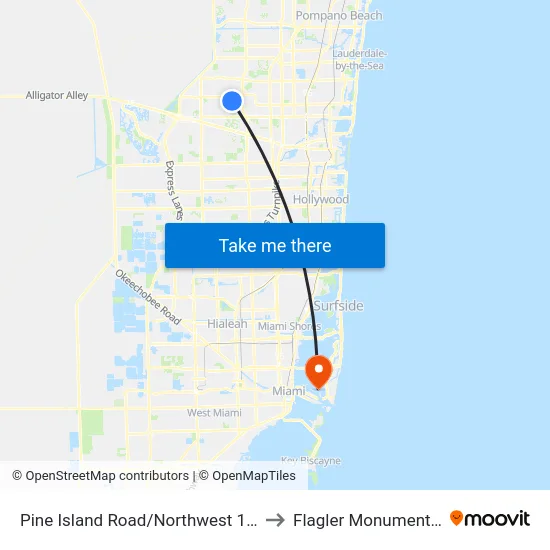 Pine Island Road/Northwest 12th Street to Flagler Monument Island map