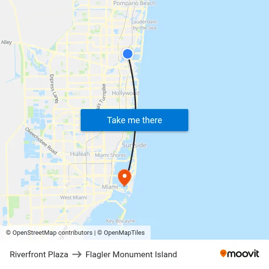 Riverfront Plaza to Flagler Monument Island map