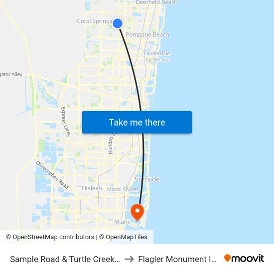Sample Road & Turtle Creek Road to Flagler Monument Island map