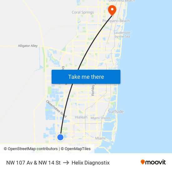 NW 107 Av & NW 14 St to Helix Diagnostix map