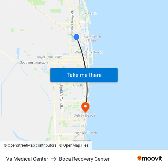Va Medical Center to Boca Recovery Center map