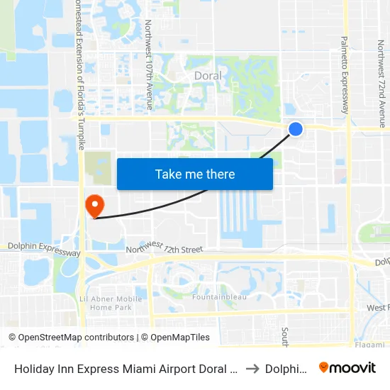 Holiday Inn Express Miami Airport Doral Area an IHG Hotel to Dolphin Mall map