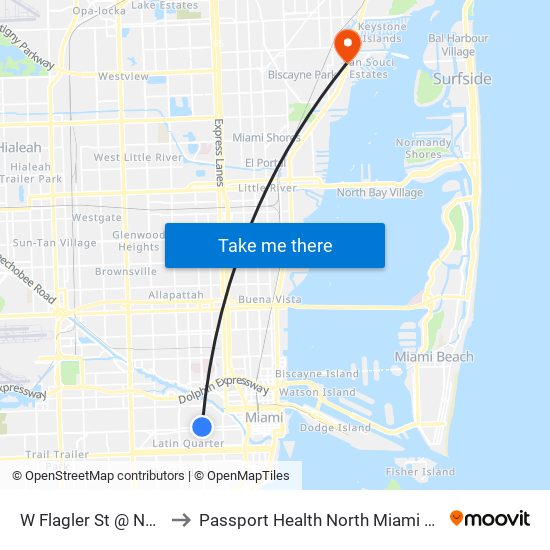W Flagler St @ NW 12 Av to Passport Health North Miami Travel Clinic map