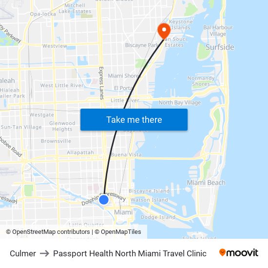 Culmer to Passport Health North Miami Travel Clinic map