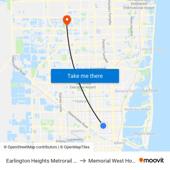 Earlington Heights Metrorail Station to Memorial West Hospital map