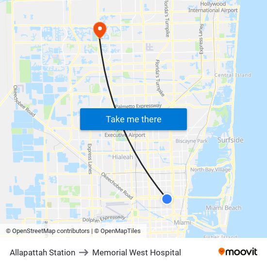 Allapattah Station to Memorial West Hospital map