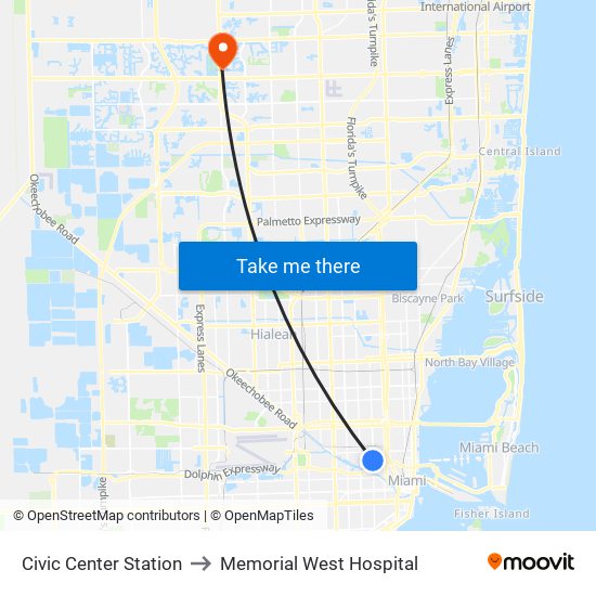 Civic Center Station to Memorial West Hospital map