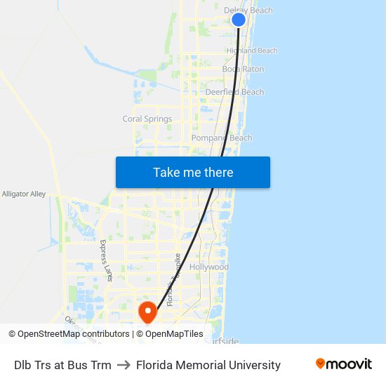 DLB TRS at  BUS TRM to Florida Memorial University map