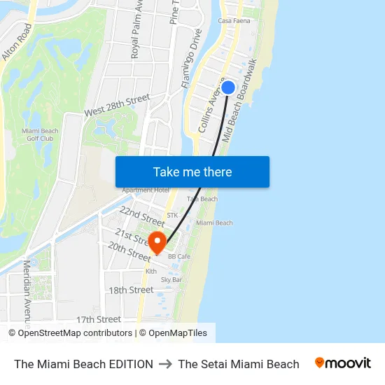 The Miami Beach EDITION to The Setai Miami Beach map