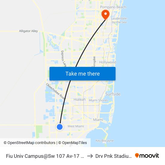 Fiu Univ Campus@Sw 107 Av-17 St to Drv Pnk Stadium map