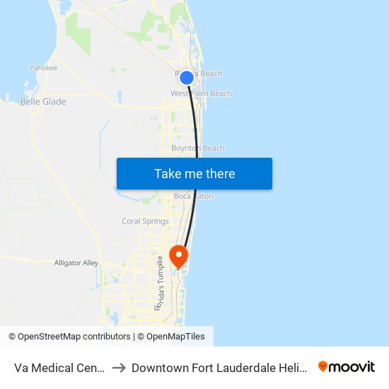 Va Medical Center to Downtown Fort Lauderdale Heliport map