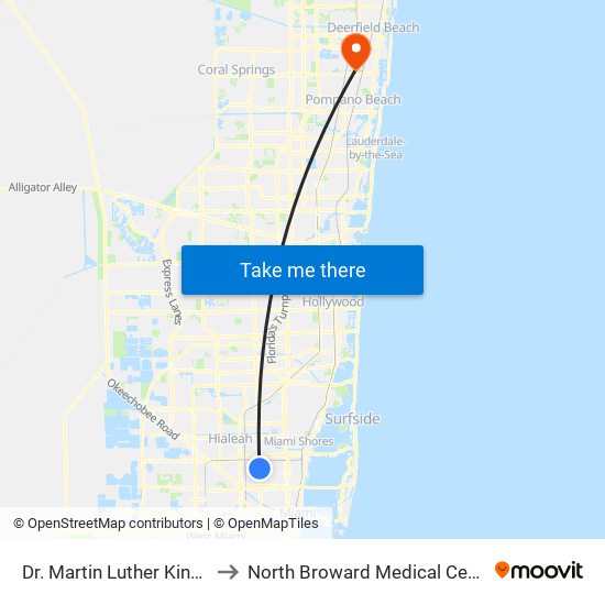 Dr. Martin Luther King Jr. Plaza to North Broward Medical Center Heliport map