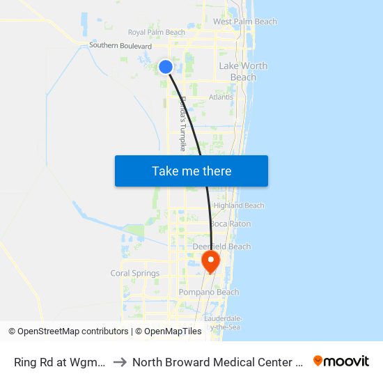 RING RD at WGM TRML to North Broward Medical Center Heliport map