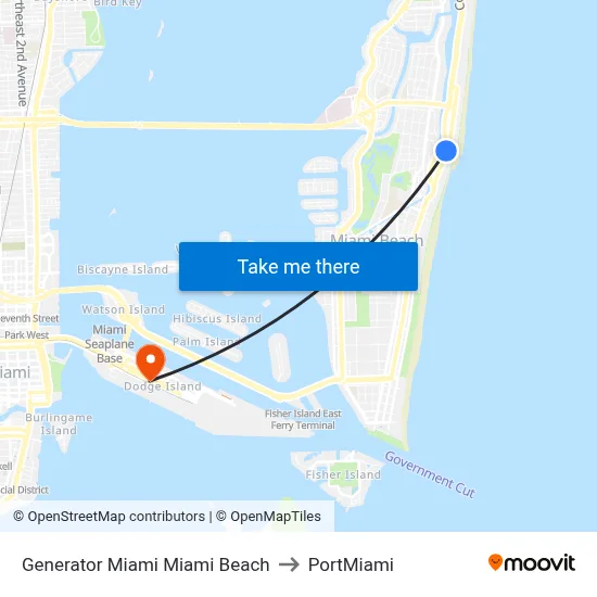Generator Miami Miami Beach to PortMiami map