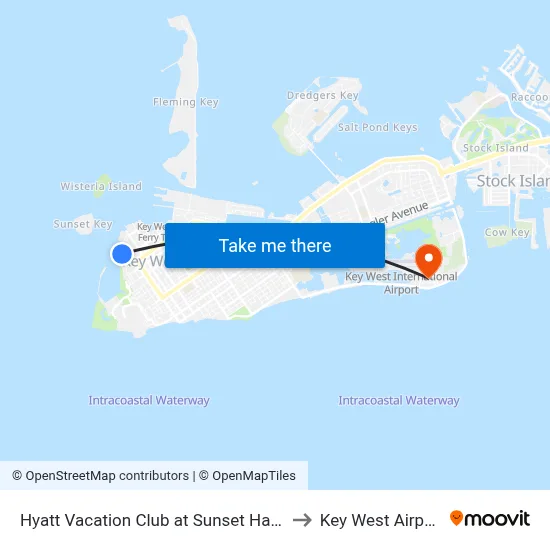 Hyatt Vacation Club at Sunset Harbor, Key West to Key West Airport EYW map