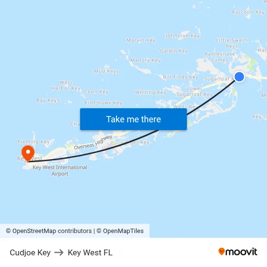 Cudjoe Key to Key West FL map