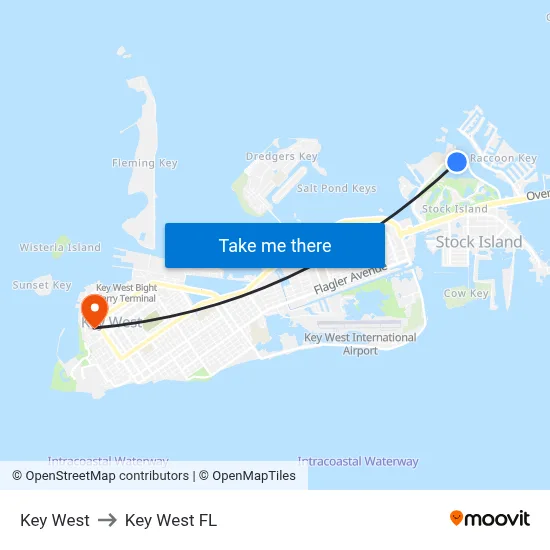 Key West to Key West FL map