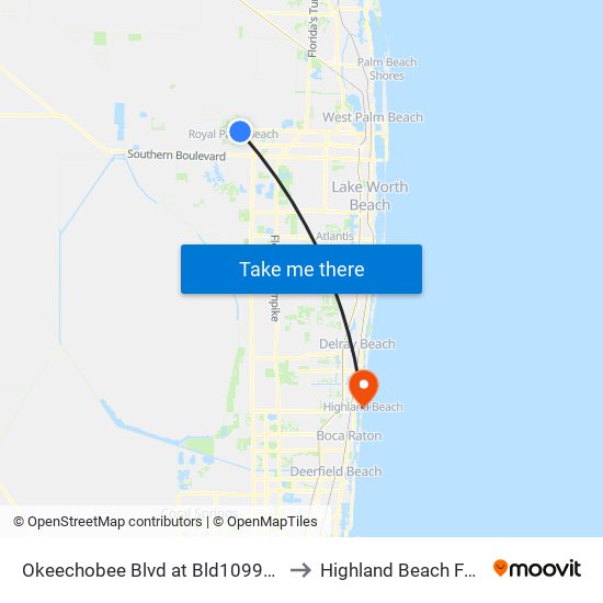 Okeechobee Blvd at Bld10998 M Ent to Highland Beach FL USA map