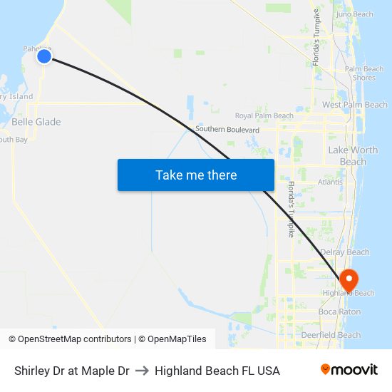 Shirley Dr at  Maple Dr to Highland Beach FL USA map