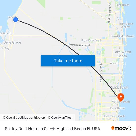 Shirley Dr at  Holman Ct to Highland Beach FL USA map