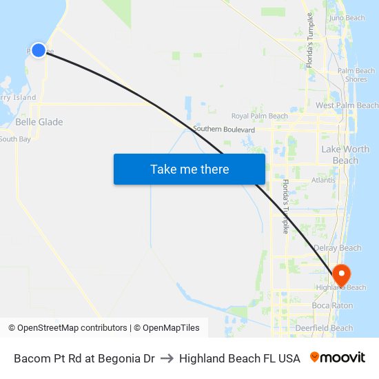 Bacom Pt Rd at Begonia Dr to Highland Beach FL USA map