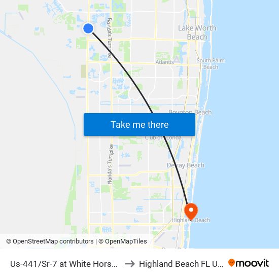 Us-441/Sr-7 at White Horse Dr to Highland Beach FL USA map