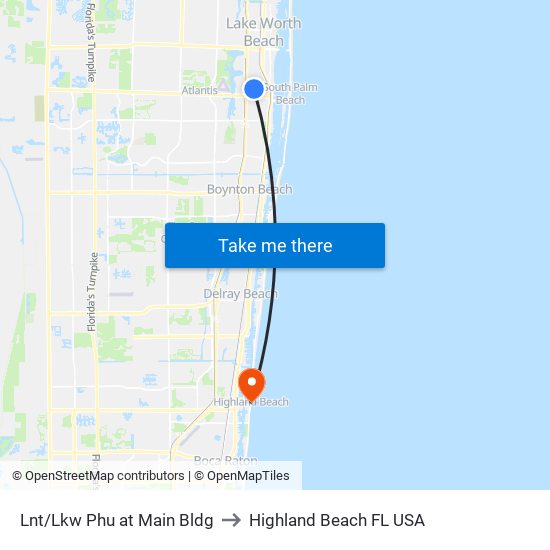 Lnt/Lkw Phu at Main Bldg to Highland Beach FL USA map