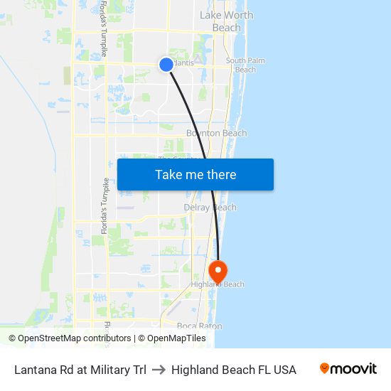 LANTANA RD at  MILITARY TRL to Highland Beach FL USA map